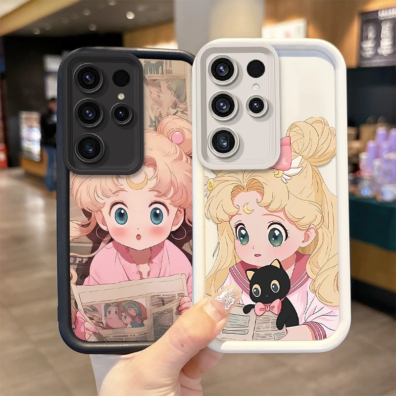 Lovely S-Sailor Moon TPU Phone Case for Samsung Galaxy A35 A34 A33 A32 5G A31 A30 A24 A23 A22 A16 A12 A06 A03 M55 Silicone Cover