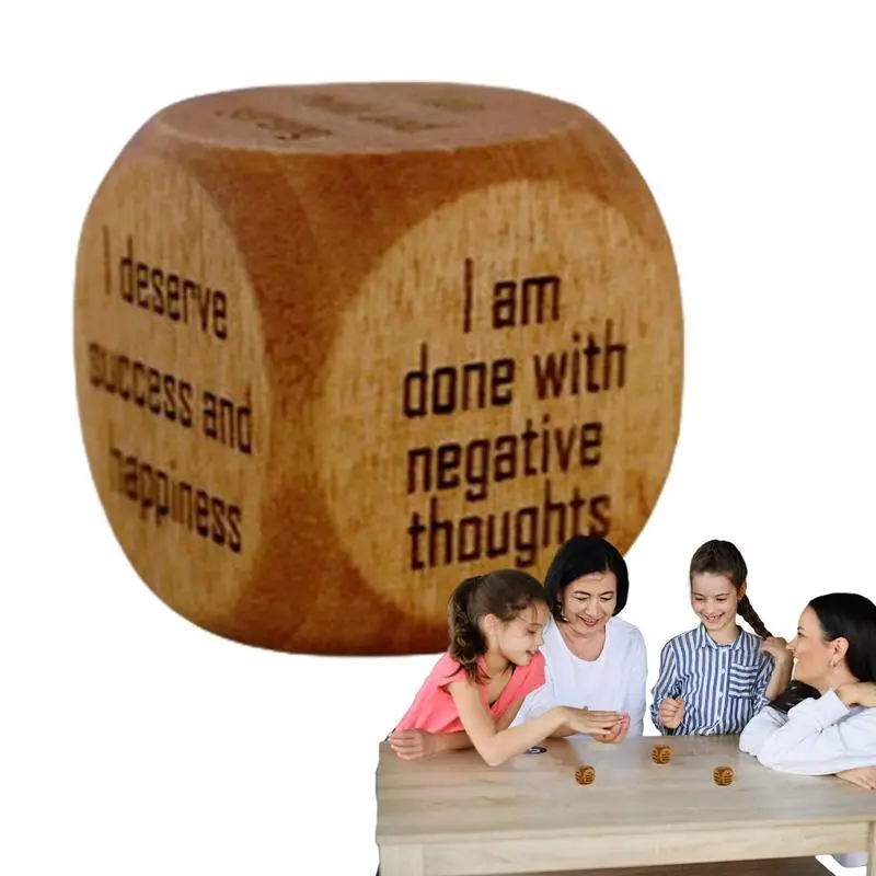 Positive Affirmation Wooden Dice Family Party Dice Wooden Motivational Dice For Men Women Family Party Game Dice