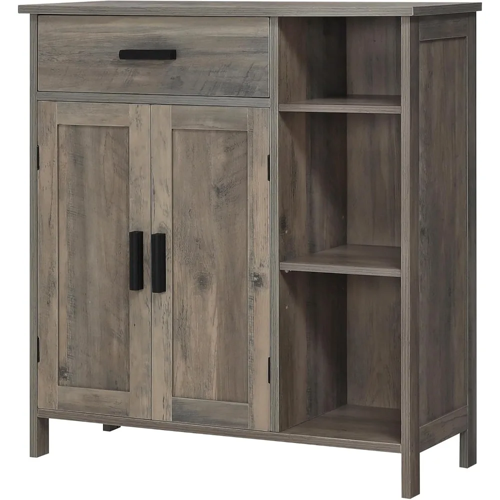 

Storage Cabinet, Coffee Bar Cabinet with Drawer, Bathroom Cabinet with Doors and Shelves, Freestanding Cupboard for Living Room
