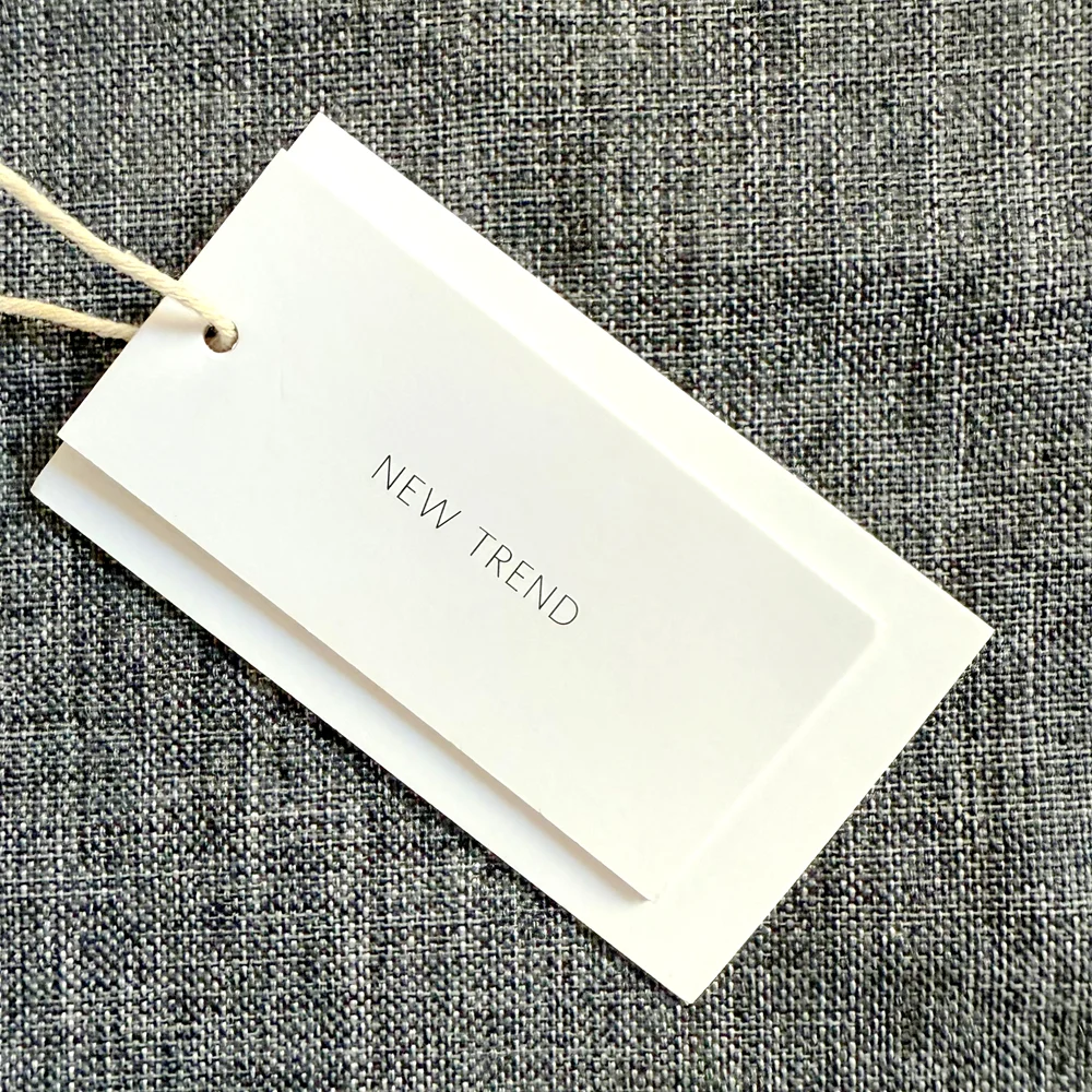 100pcs Cheap Custom Design Printing Brand Name Logo Paper Garment Hangtag Labels Clothing Hang Tags Clothes Tag with String