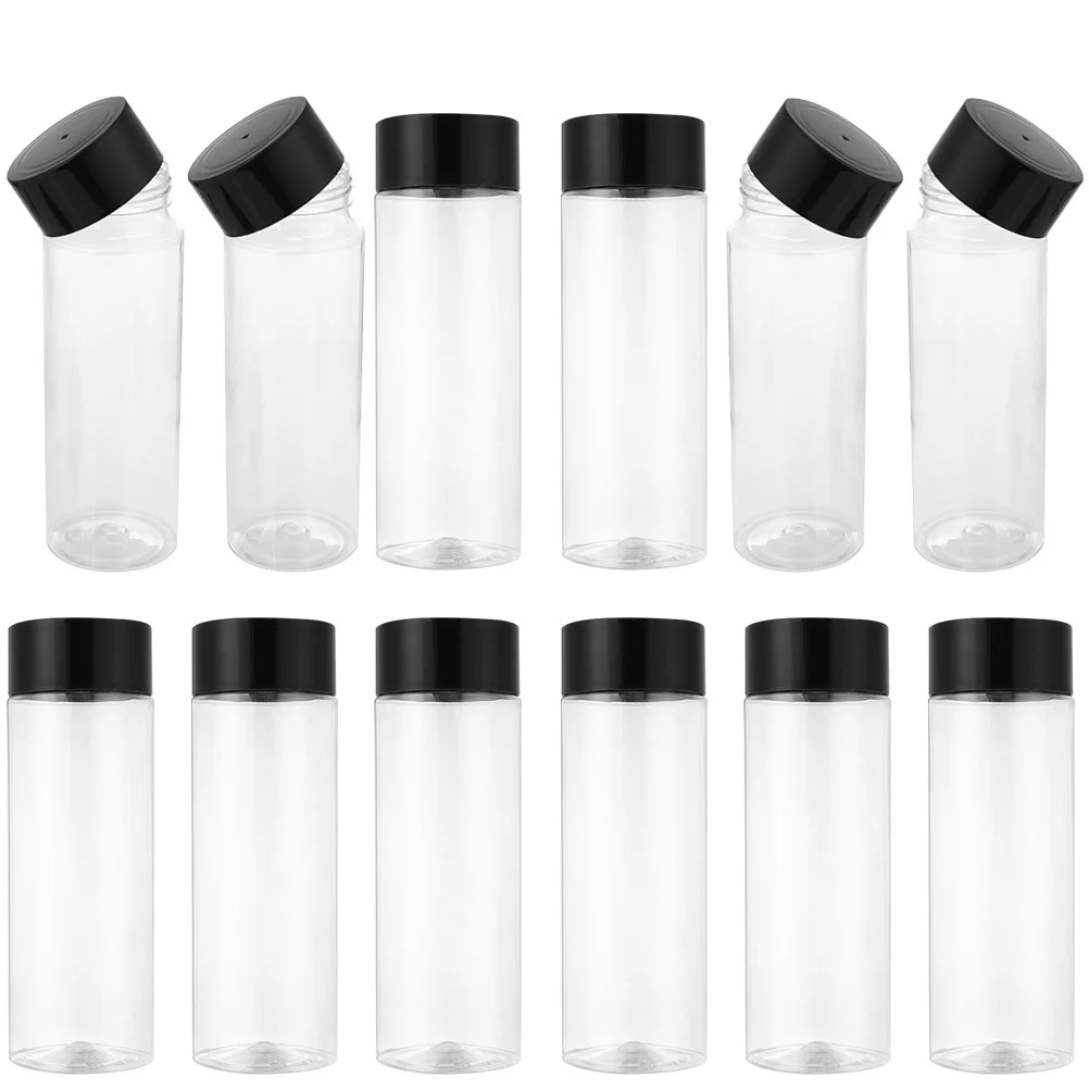 

12 Pcs 55mm Transparent Dual Lid Condiment Bottles PET Large Capacity Leakproof Juice Container Reusable Storage Bottle