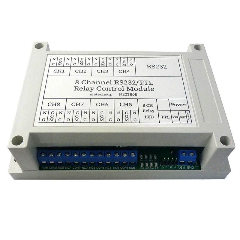 TTL232/2 In 1 RS232 12VDC 8Ch PC UART Relay DB9 Serial Port Switch For PLC Camera Industrial Control System
