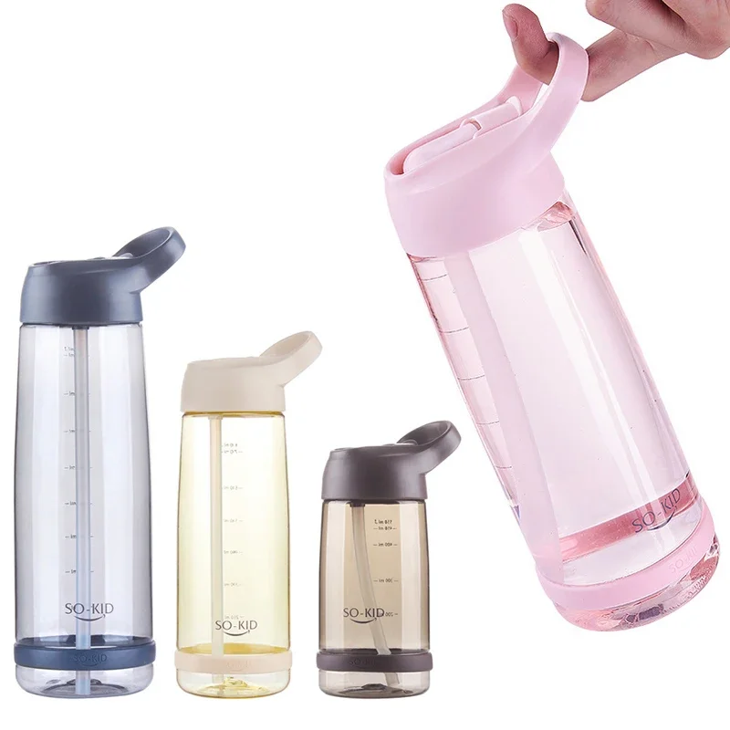 

Outdoor Water Bottle with Straw Sports Bottles Leak Proof Eco-friendly Children School With Lid Hiking Camping BPA Free Plastic