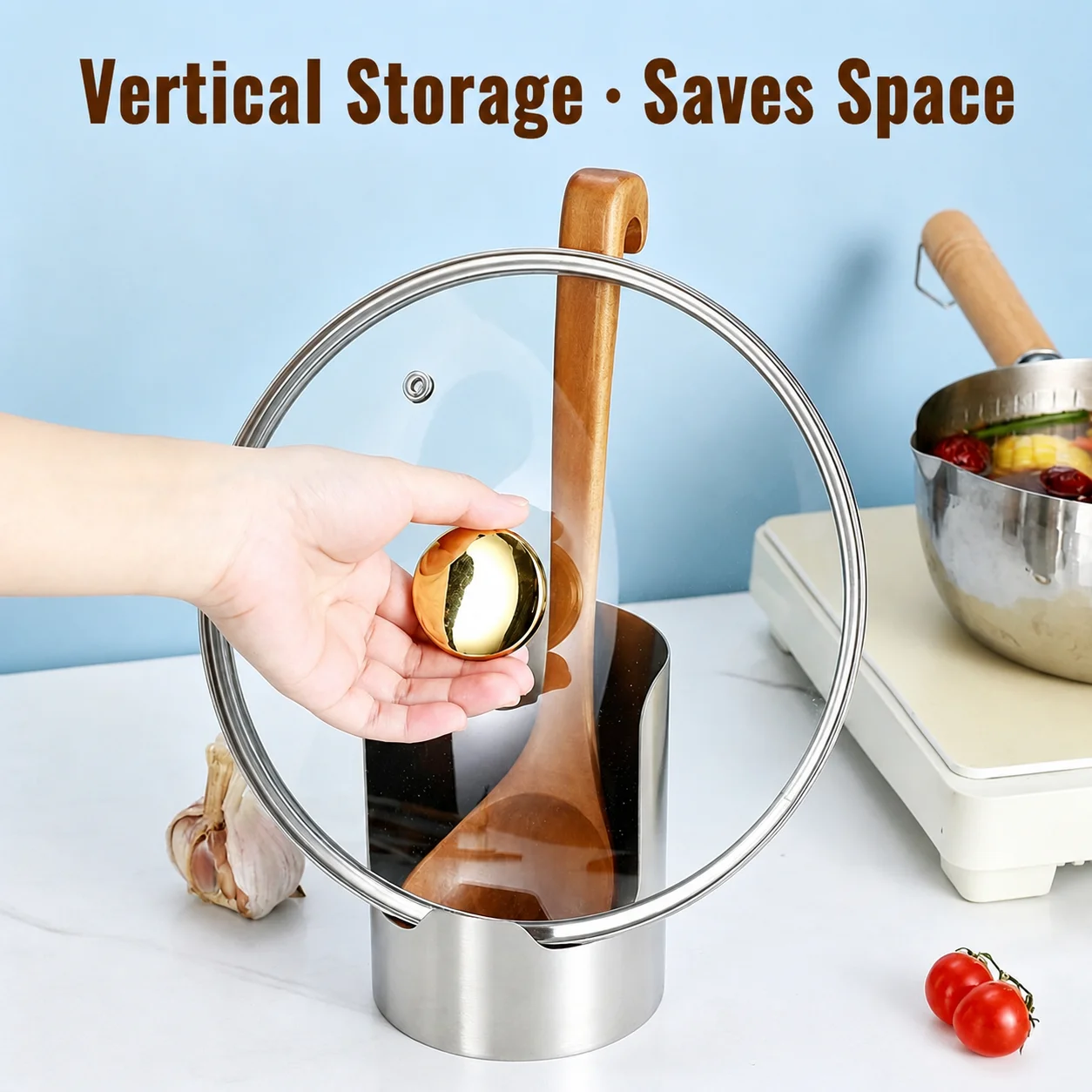 Spoon Holder Compact Pot Lid Rack Kitchen Utensil Organizer Multi Purpose Multi Purpose Holder For Stove Side Daily Cooking