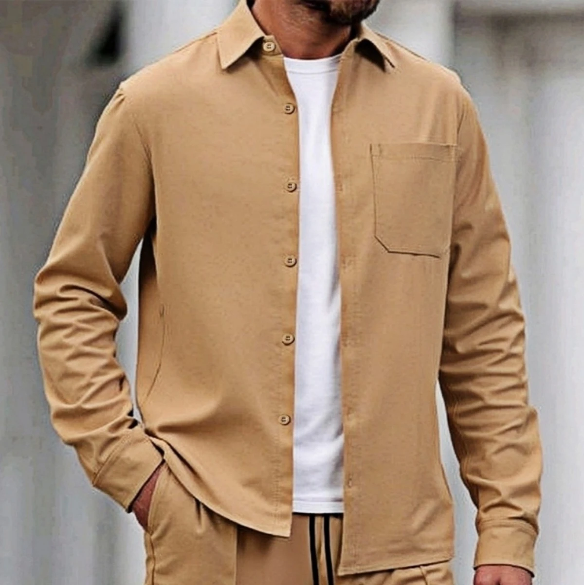 Lässiges, bequemes Langarm-Gehrock für Herren im neuen Stil für Frühling und Herbst, schlichtes, modisches Herren-Gehrock