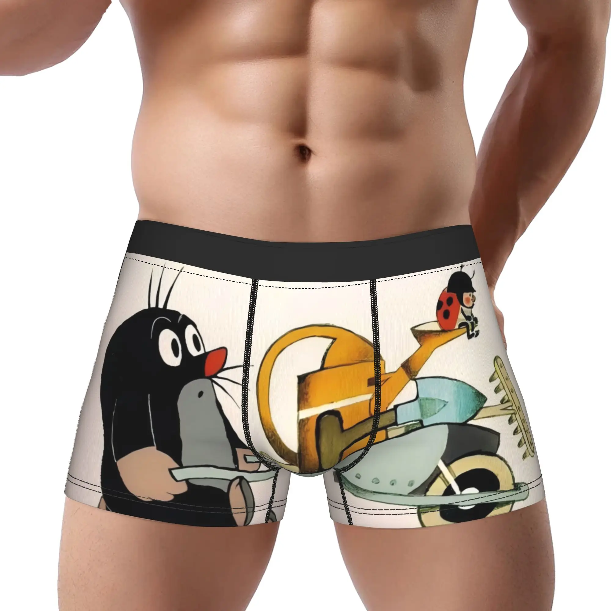 Little Mole Underpants Breathbale Panties Men's Underwear Little Mole Print Shorts Boxer Briefs