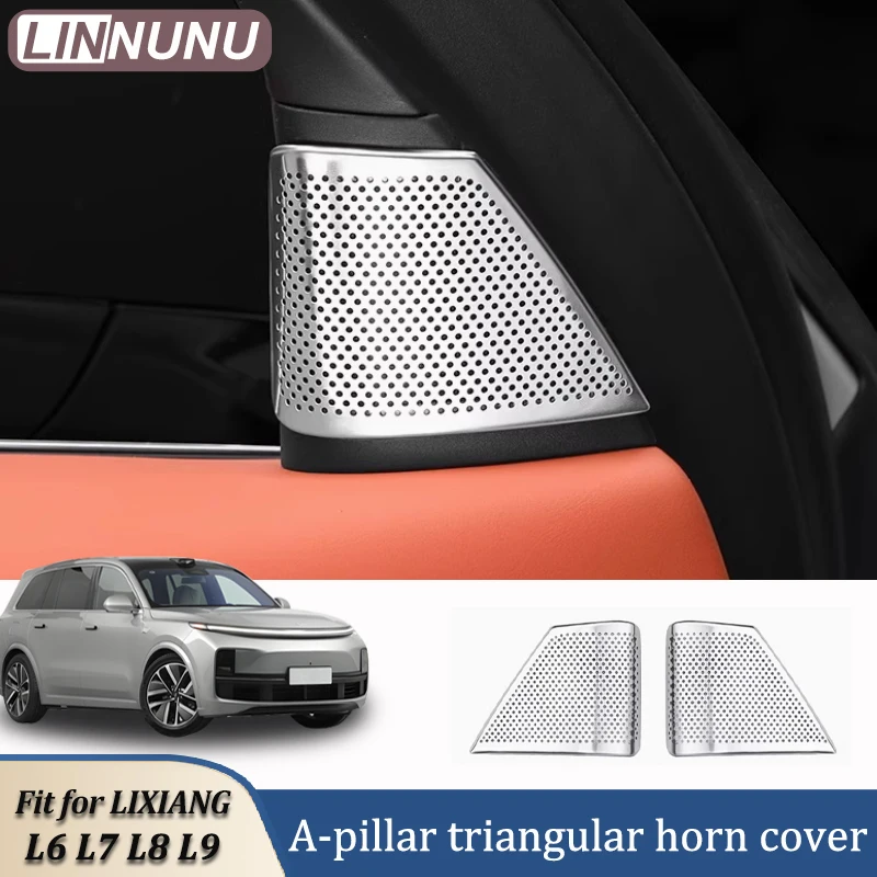 

Linnunu Fit for Lixiang L6 L7 L8 L9 Car Interior Decoration Accessories A-Pillar Triangle Speaker Cover Interior Modification Audio Decoration Sticker Metal Door Triangle Speaker Cover Car Accessories Parts
