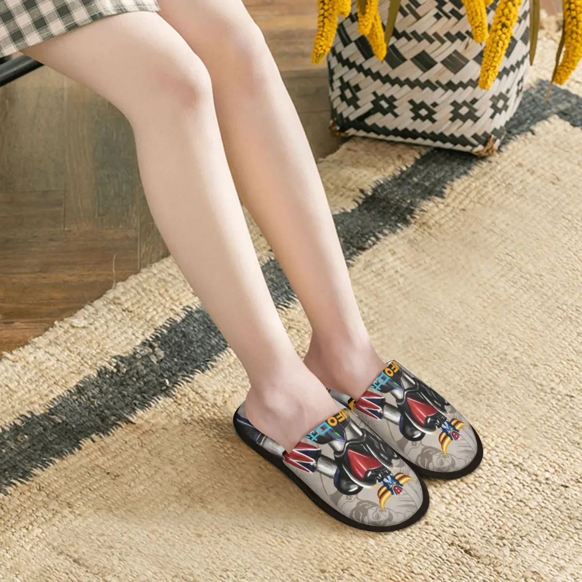 Custom Grendizer Anime Soft Memory Foam House Slippers Women UFO Robot Goldorak Comfy Warm Anti-Skid Slipper