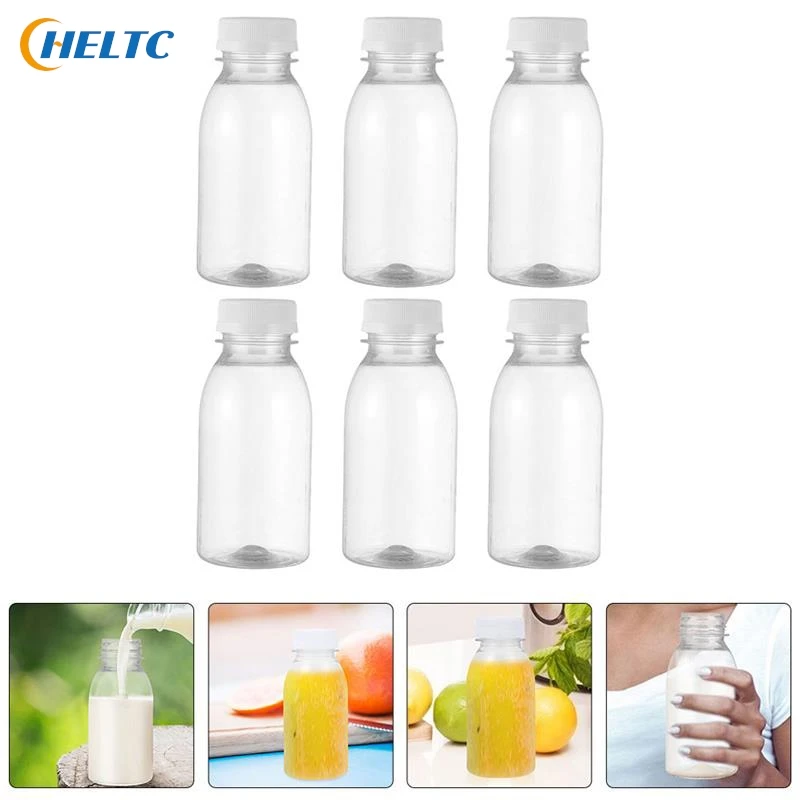 6pcs/lot 250ml Milk Bottles Small Juice Bottles Leakproof Milk Bottles Portable Beverage Bottles Plastic Empty Water Bottle