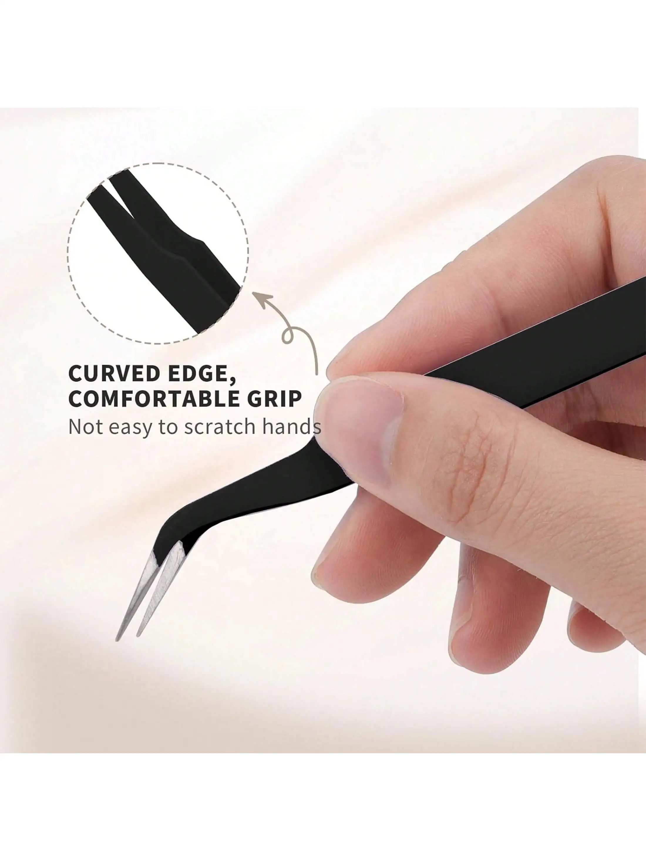 Pinzas de punta fina, acero inoxidable puntiagudo de precisión profesional, pinzas de férula de nariz de aguja curvada antiestática, 1 ud.