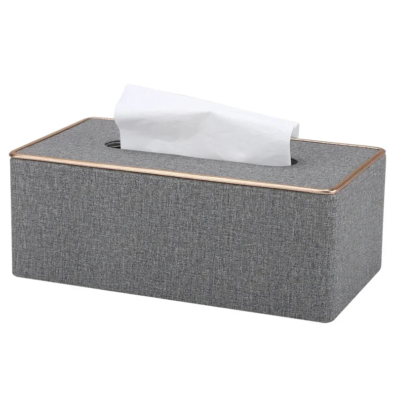 Marble Golden Rim Tissue Box Desktop Washroom Towel Paper Holder Office Desk Tissue Protected Case Metal Color Edge Napkin Box