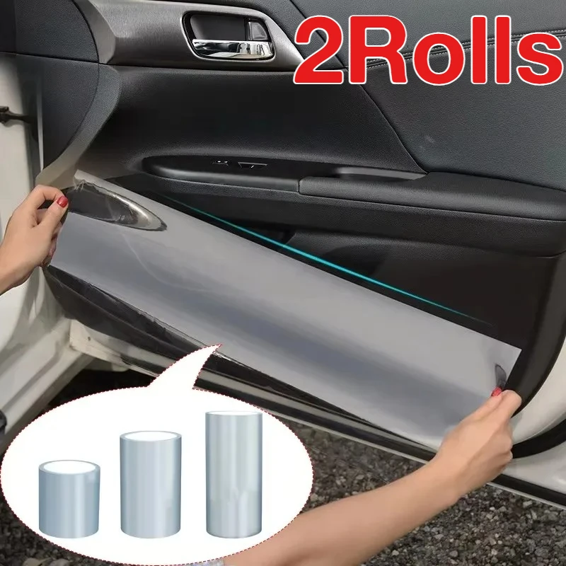 2 rouleaux de film de protection transparent en PVC anti-rayures pour voiture, film imperméable, autocollant de voiture, film de protection anti-rayures en peau de rhinocéros
