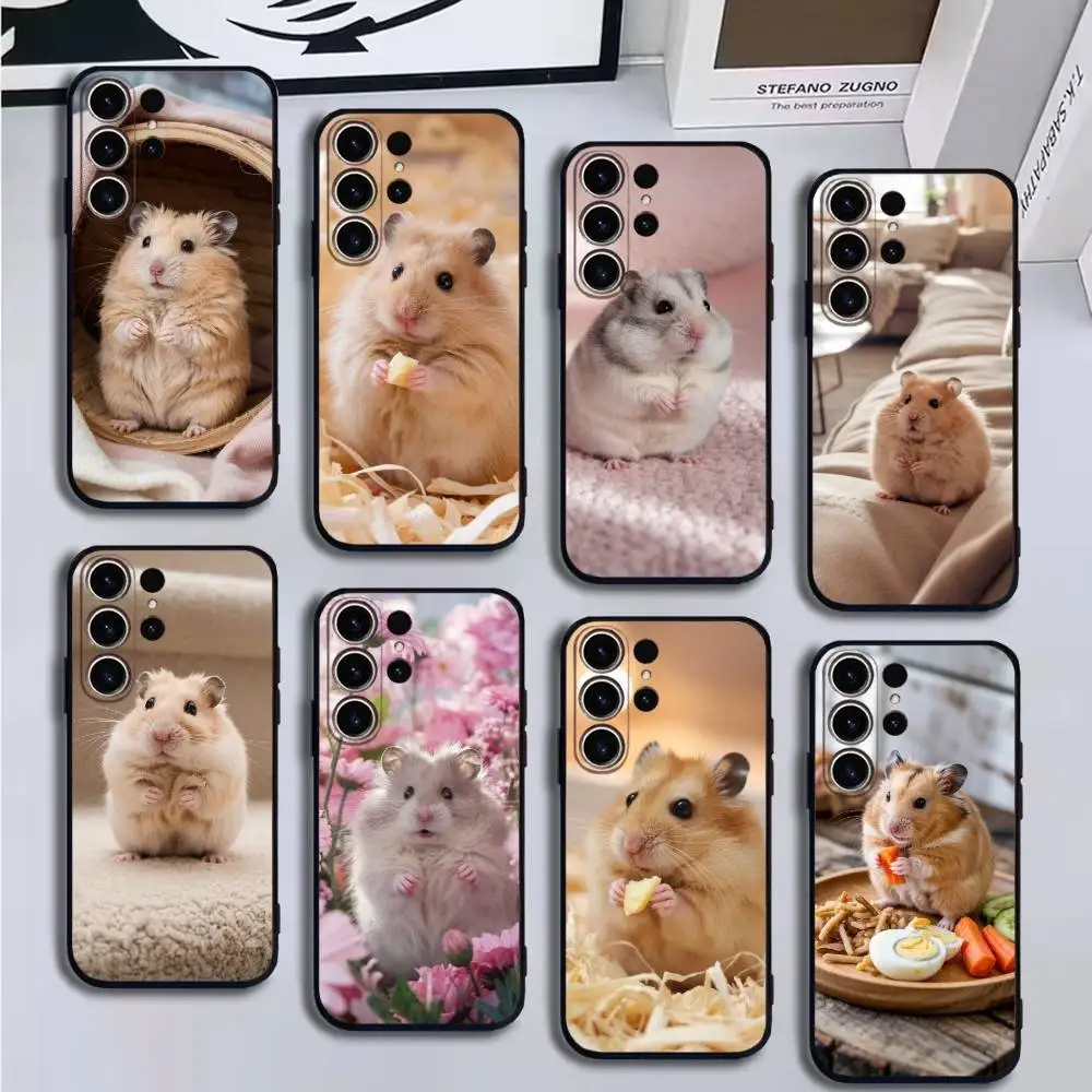 

Cute Lovely Pet Hamster Phone Case For SamsungS25,24,21,22,23,30,Ultra,20,Plus,Fe,Lite,Note,10,9,Soft Black Cover
