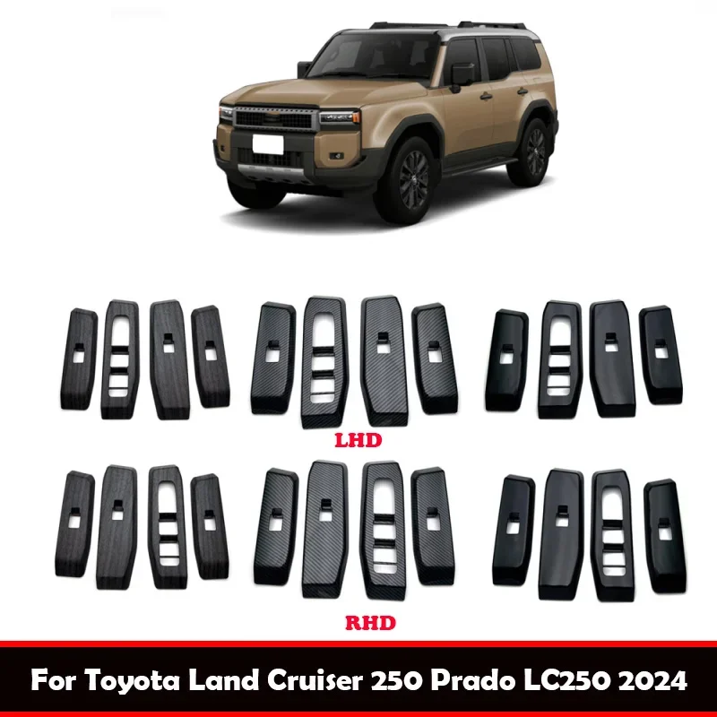 

Для Toyota Land Cruiser 250 Prado LC250 2024, дверной подлокотник, переключатель оконного подъемника, стеклянная панель управления, крышка, отделка, аксессуары для интерьера