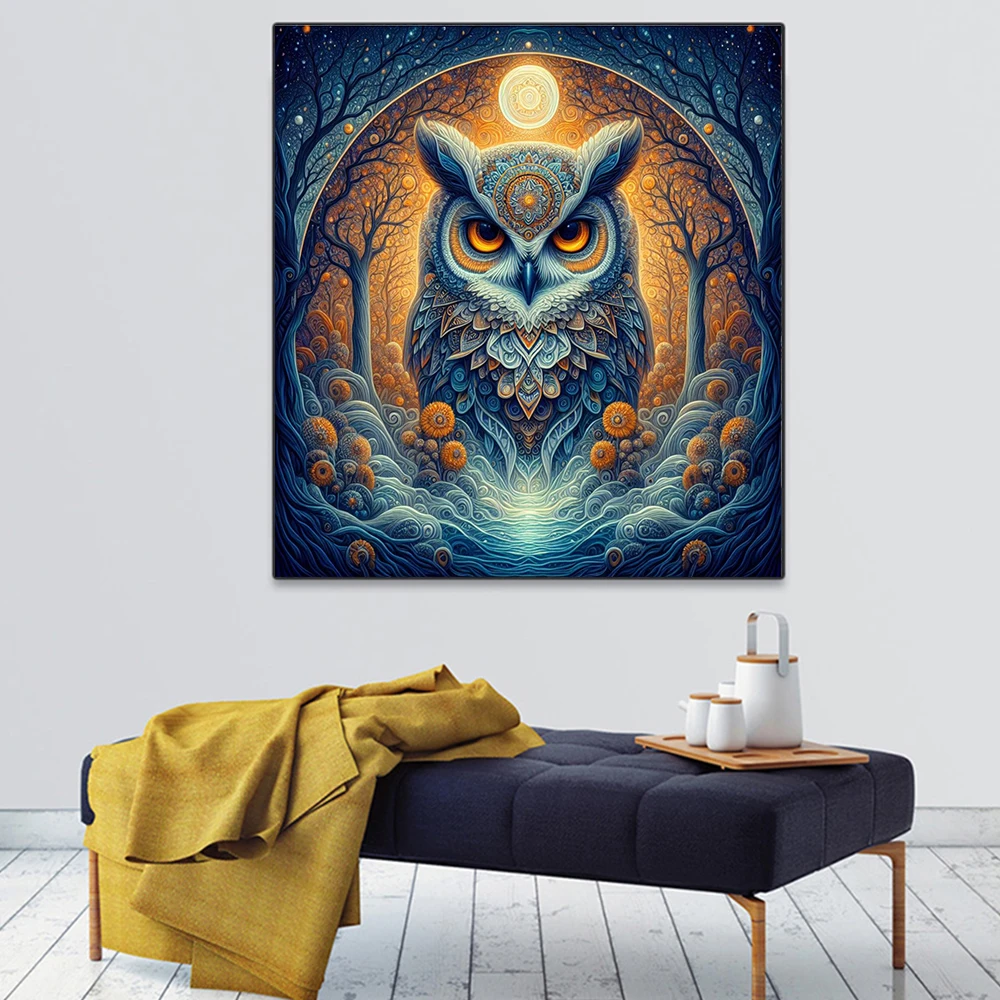Mystical Owl Forest Art Posters Prints Norse Wall Abstract Animal Canvas Painting Pictures Modern Living Room Home Decor Cuadros image 2