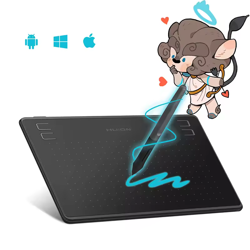 mesa digilitalizadora Huion hs64 gráficos tablet digital caneta desenho comprimidos com 8192 bateria-livre stylus imprensa teclas suporte android windows macos