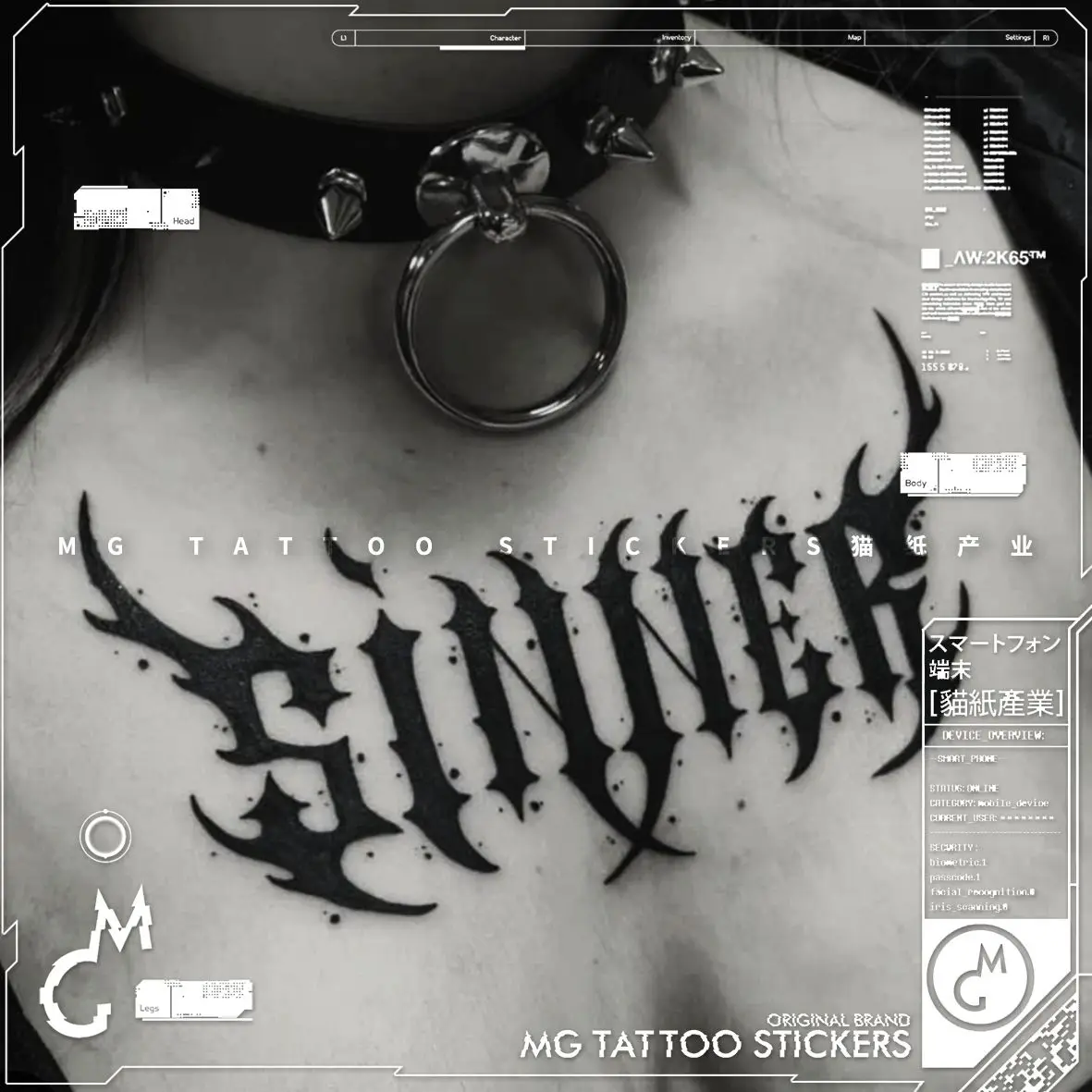 

Goth Letter Tattoo for Woman Men Waterproof Temporary Tattoo Lasting Fake Tattoo Sexy Chest Tattoo Hip Hop Punk Tattoo Sticker