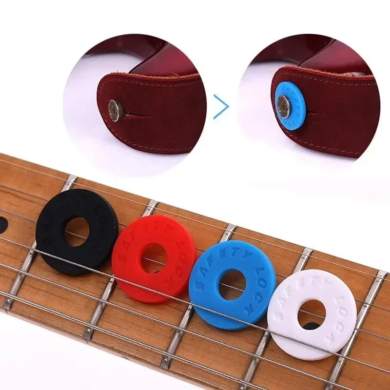

5PC Guitar Strap Lock Guitar Accessories Electric Wooden Strap Locks Buckle Blocks Rubber Material Bass Guitar Parts