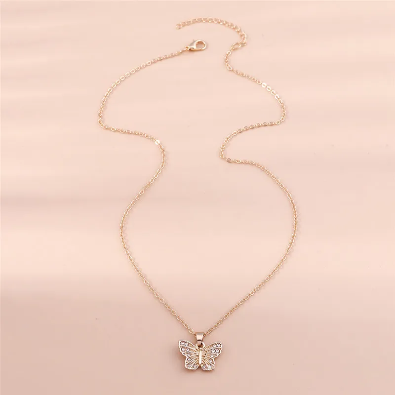 Aihua Exquisite Luxus-Kristall-Schmetterlings-Halsketten in Gold- und Silberfarben, elegante Kristall-Halskette für Frauen und Mädchen, Geburtstagsgeschenke – Detail 5