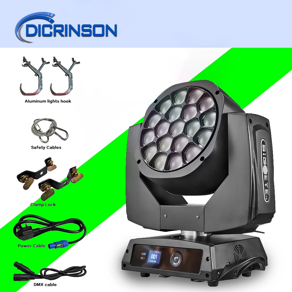 Professional dj equipment 19*15W 4IN1 RGBW led big bee eye K10 zoom moving head wash stage light Beam Dyeing