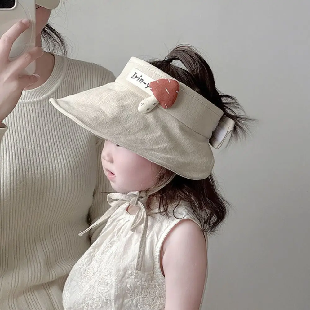 

45-53cm Breathable Empty Top Kids Sunhat Korean Style Wide Brim Baby Sunscreen Cap Cotton Hollow Duck Tongue Hat 1-6 Years Old