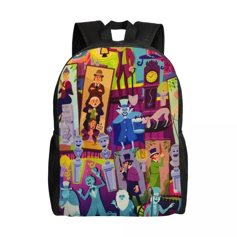 Customized Retro Mansion Collage Travel Backpack  School Laptop Bookbag Halloween Happy Haunted College Student Daypack Bags