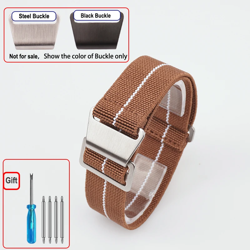 60er Jahre Französische Truppen Fallschirmtasche Elastisches Uhrenarmband 18 20mm 22mm Nylon-Uhrenarmbänder Herren-Universal-Armband aus ballistischem Stoff
