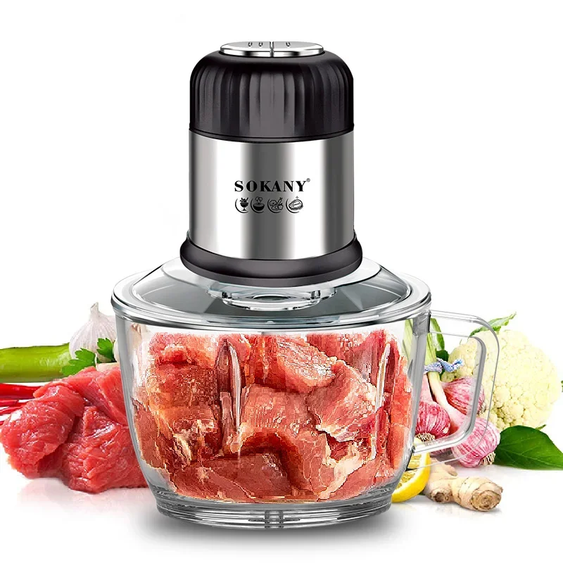 800W Electric Food Processor, 2L Meat Grinder Food Chopper & Vegetable Chopper, for Vegetables, Fruits, Meat, Nuts, Beans