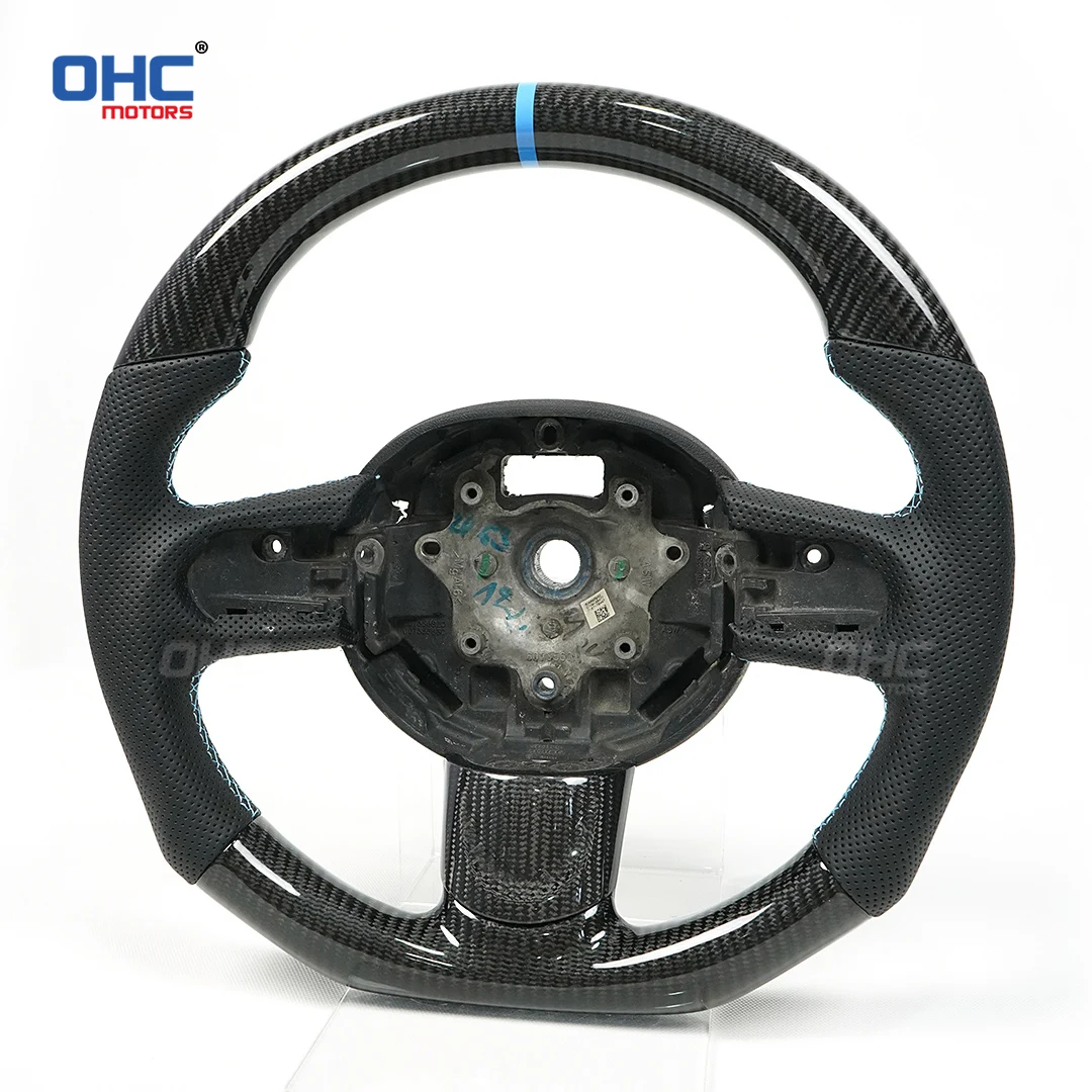 OHC Motors Custom 100% Real Carbon Fiber Perforated Steering Wheel Fit For Audi TT No Airbags