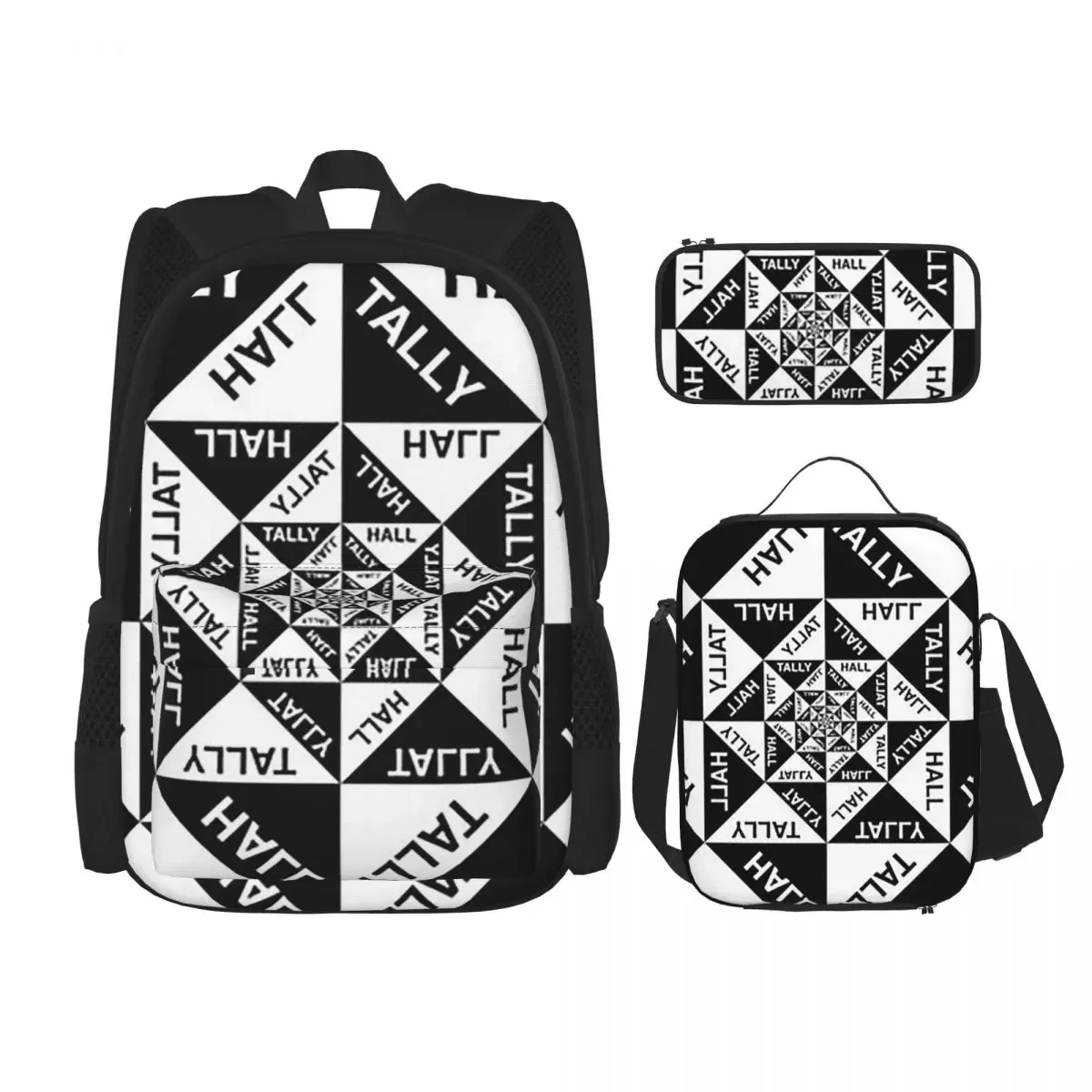 New 02 Tally Hall Band Logo Genre Indie Pop Backpacks Bookbag Students School Bags Rucksack Lunch Bag Pen Bag Three-Piece Set