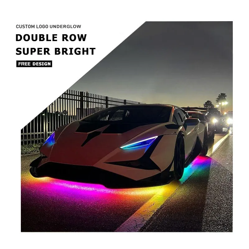 

Double Row Under Glow IP68 Waterproof Flowing RGBIC Underbody LED Car 6 Pcs Chasing Dual Row Underglow Light Kit for Cars