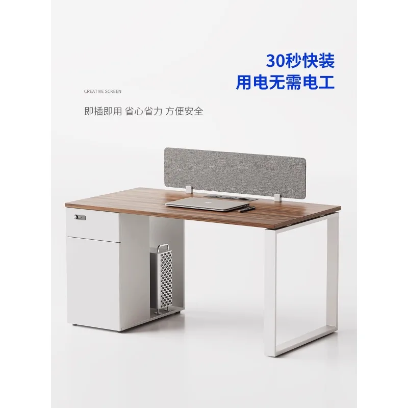 Single-row office desk and chair combination white simple modern staff staff I-shaped staff office booth station