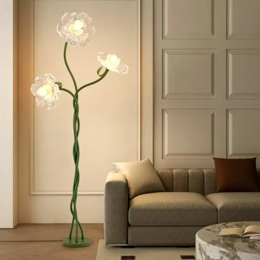 

Flower Floor Lamp for Living Room, 3 Light Floor Lamps with Adjustable Gooseneck, Standing Lamp for Bedroom with 3 Color Temper