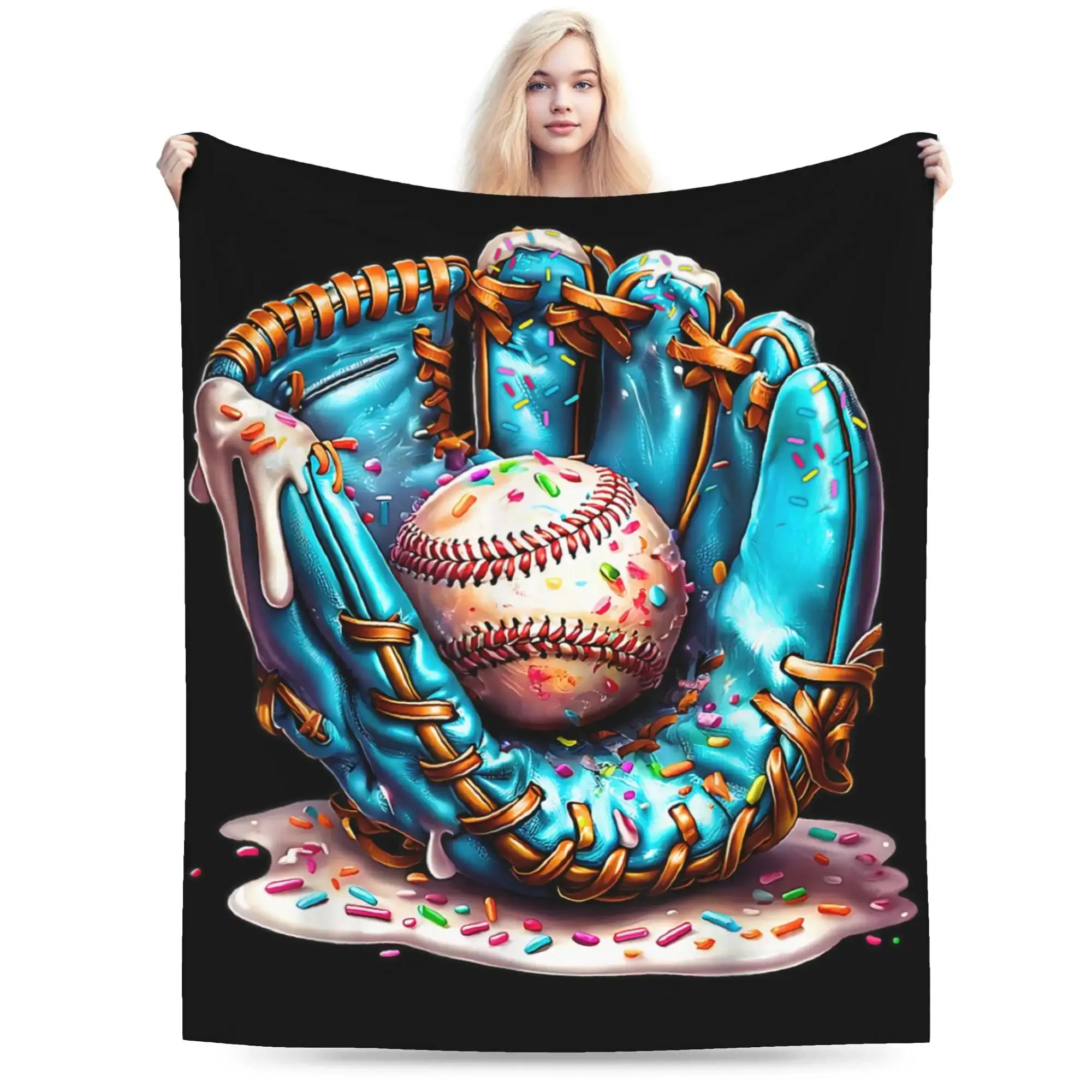 

Плед-покрывало для мальчиков в стиле бейсбола, с принтом «Мороженое», мягкий и теплый, для спальни и гостиной, зимнее покрывало