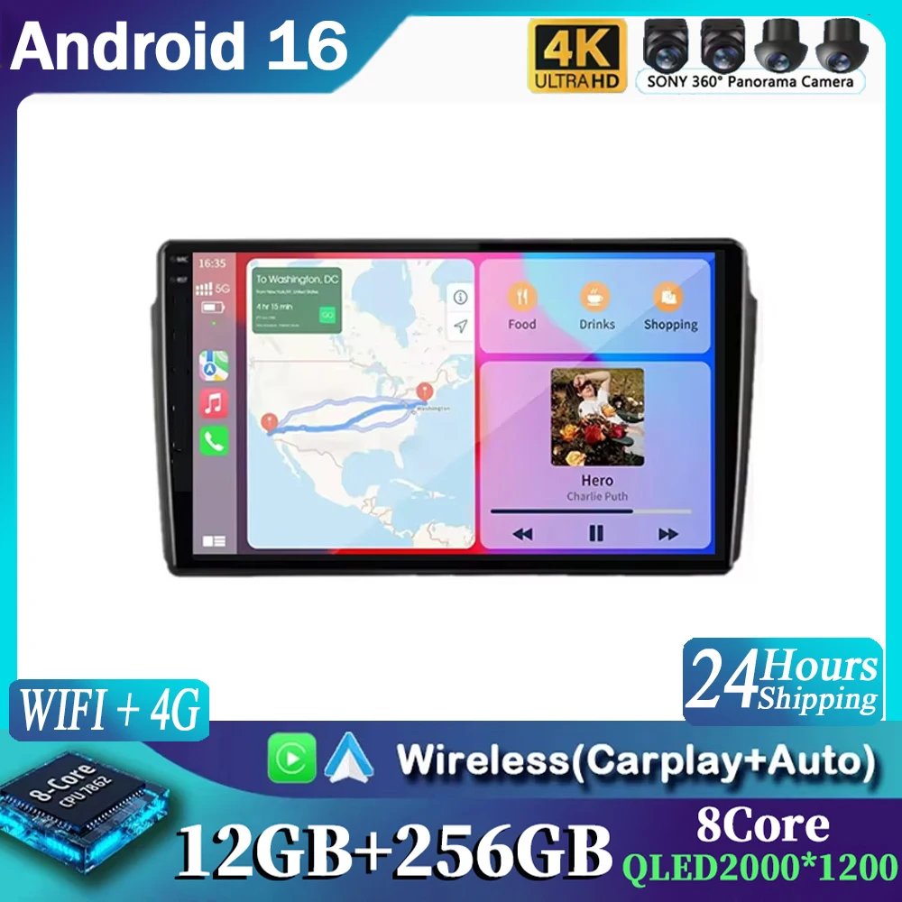 Android 16 Car Radio Carplay Auto For Ssangyong Rexton 2002 2003 2004 2005 2006 Auto Stereo Multimedia Player GPS Navigation