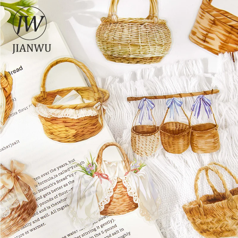 JIANWU deseos botella de ensueño serie cesta Vintage botella paisaje Material Collage PET pegatina creativa DIY diario papelería