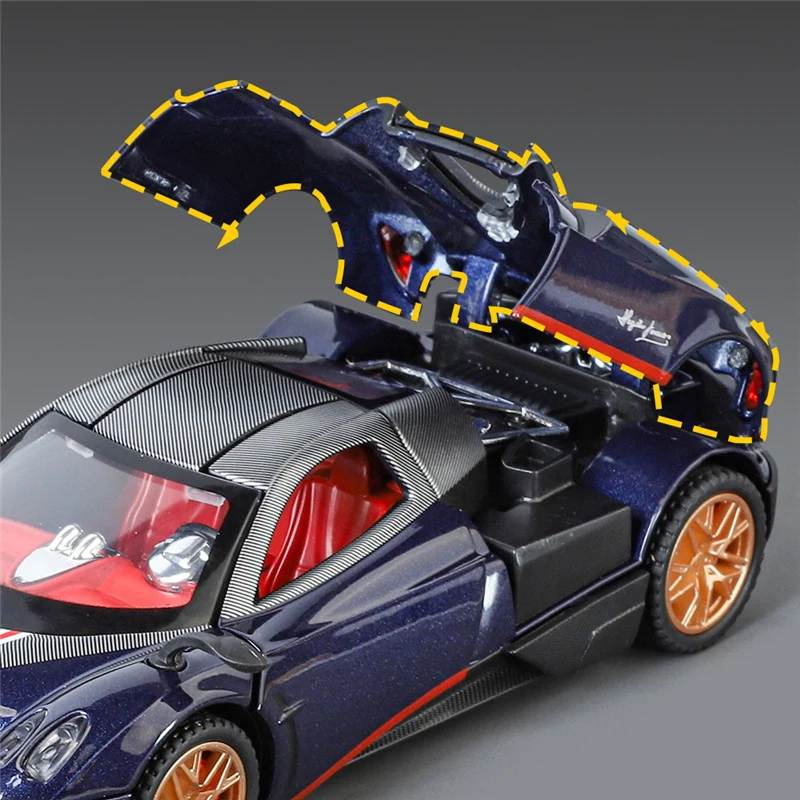 1:32 Pagani Huayra BC Alloy Sports Car Model Diecast Metal Toy Racing Car Vehicle Model Simulation Sound and Light Children Gift