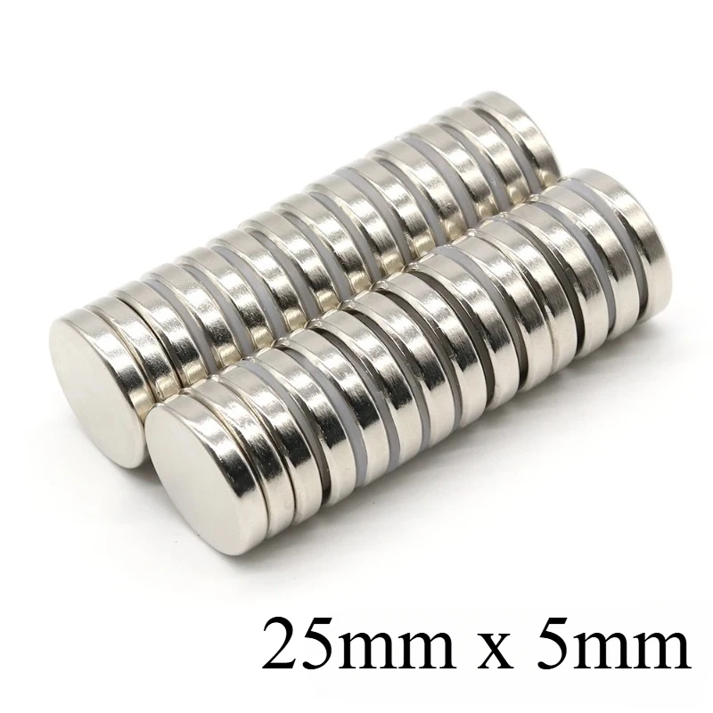 

2/5 Pcs 25x5 Round NdFeB 25mm X 5mm Neodymium Magnet N35 Super Powerful Imanes Permanent Magnetic Disc 25*5