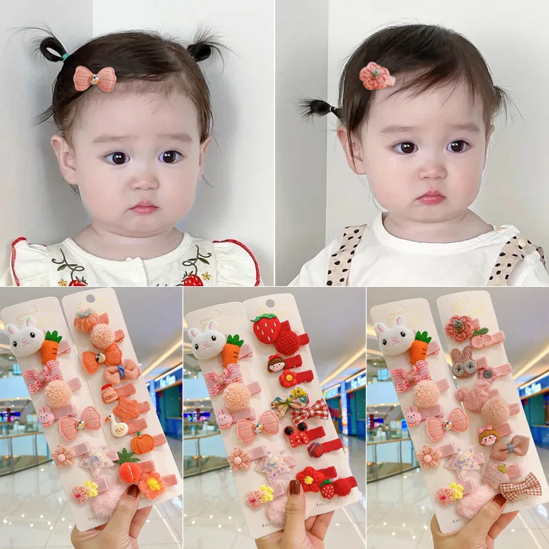 Korean New Kawaii New Hairpin for Baby Girl Floral Tie Bow Fruit Hair Clip Children Headwear Girls Kids Hair Accessories