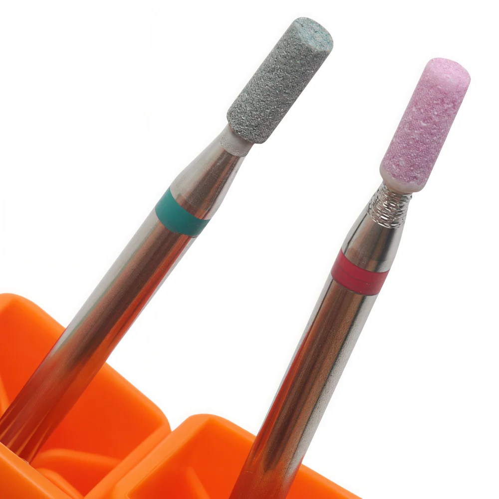 1Pc Pink & Green Quartz Nail Drill Bit Cylindrical Grinding Head Fine & Coarse Grit Electric Nail File Bit for Cuticle Removal