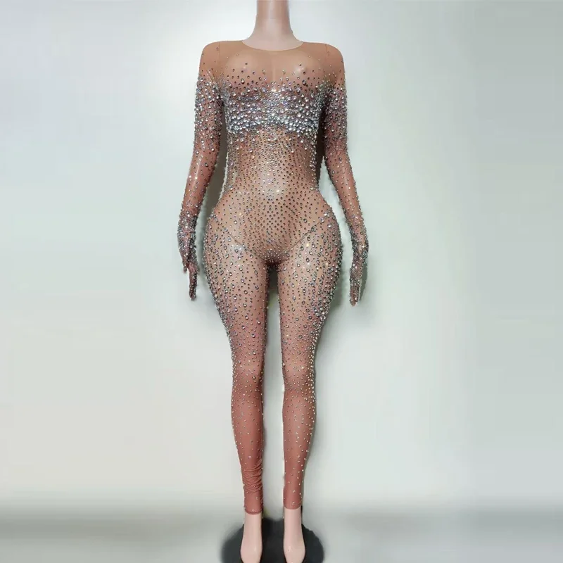 Rhinestones Jumpsuit Halloween Dj Ds Gogo Dance Costume Women Pole Dance Clothing Bar Rave Outfit Club Wear