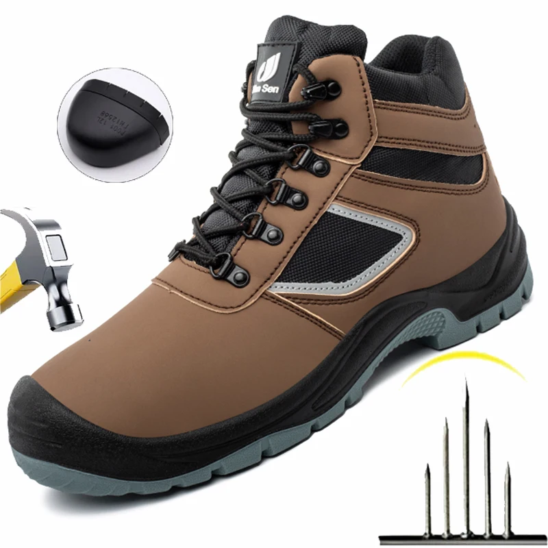

Men's Waterproof Work Boots Steel Toe Safety Boots Anti-smash Shoes Hiking Boots Industrial Shoes Indestructible Shoes 41-45