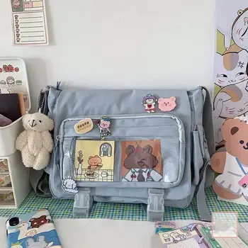 大容量學生斜背包,女士百搭新款日係原宿風純色郵差單肩手提包 10 最佳銷售 原宿包 - №9