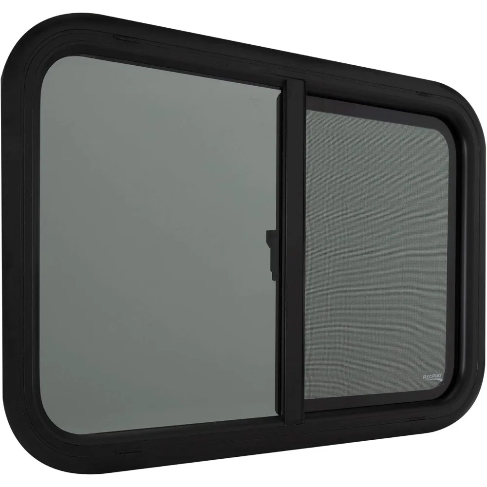 نافذة RV منزلق على شكل دمعة أفقية مقاس 30 × 20 من الزجاج الملون مع شاشة، مصنوعة من الولايات المتحدة الأمريكية، متضمنة مجموعة الكسوة #1