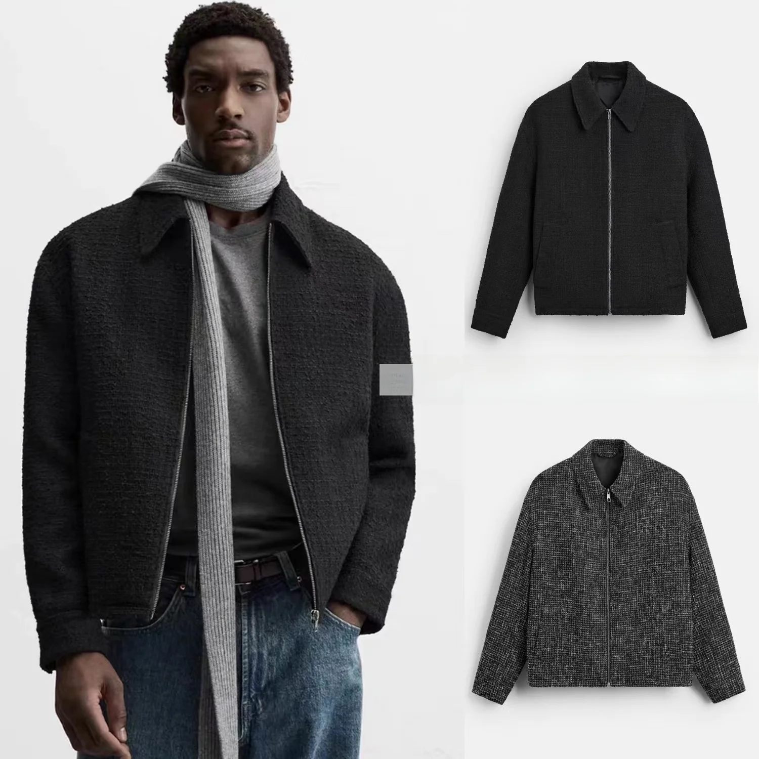 Spring New Men's Long Sleeve Texture Zipper Jacket Multi-Color Active Shirt Outerwear Standard Fit Casual Popular Style