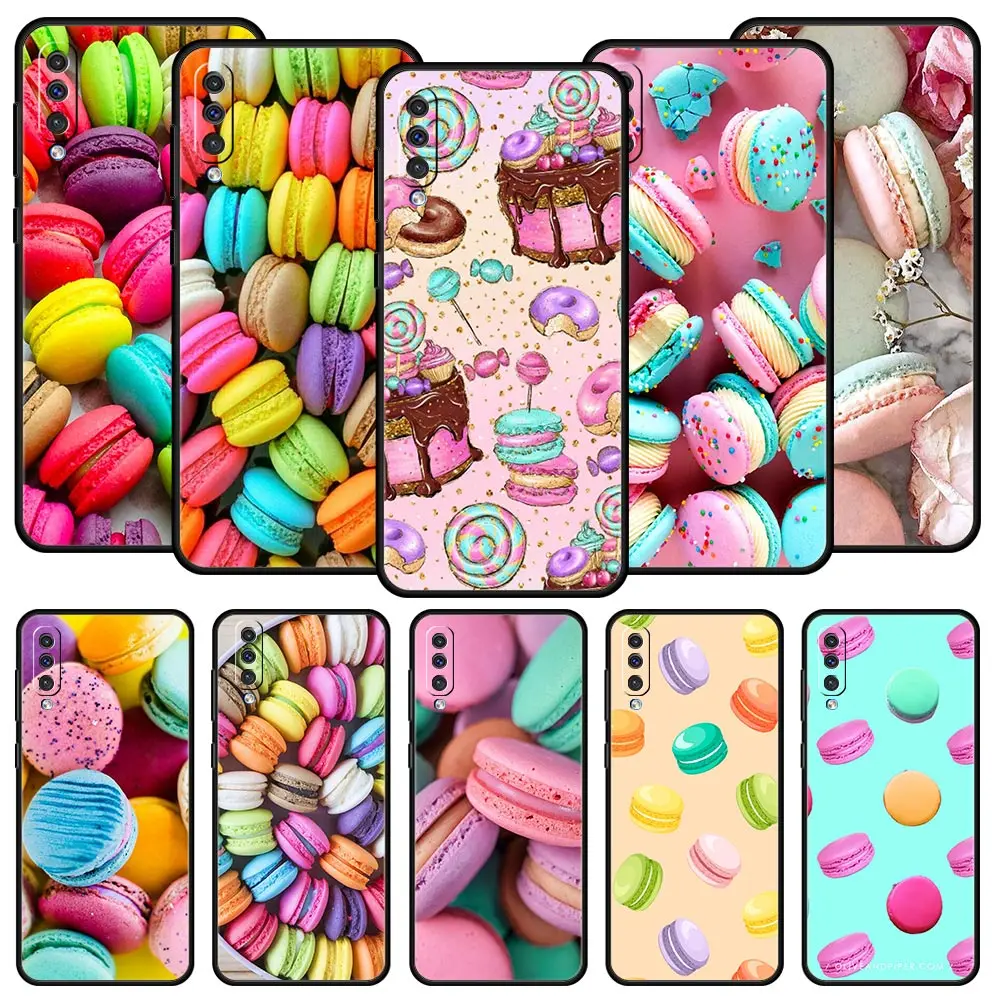 Cute Macarons Dessert Case For Samsung Galaxy A52 A12 A50 A72 A20e A30 A02s A22 4G A32 5G A20s A70 A10s A40 A10 A04s Phone Cover