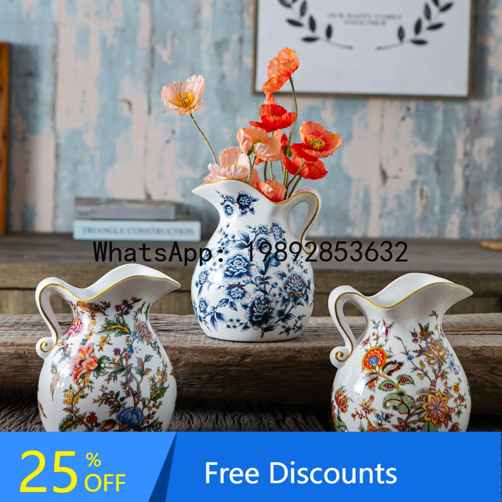 

YFY Creative Milk Jug Ceramic Vase Home Decor Living Room American Retro Flower Arrangement Vase