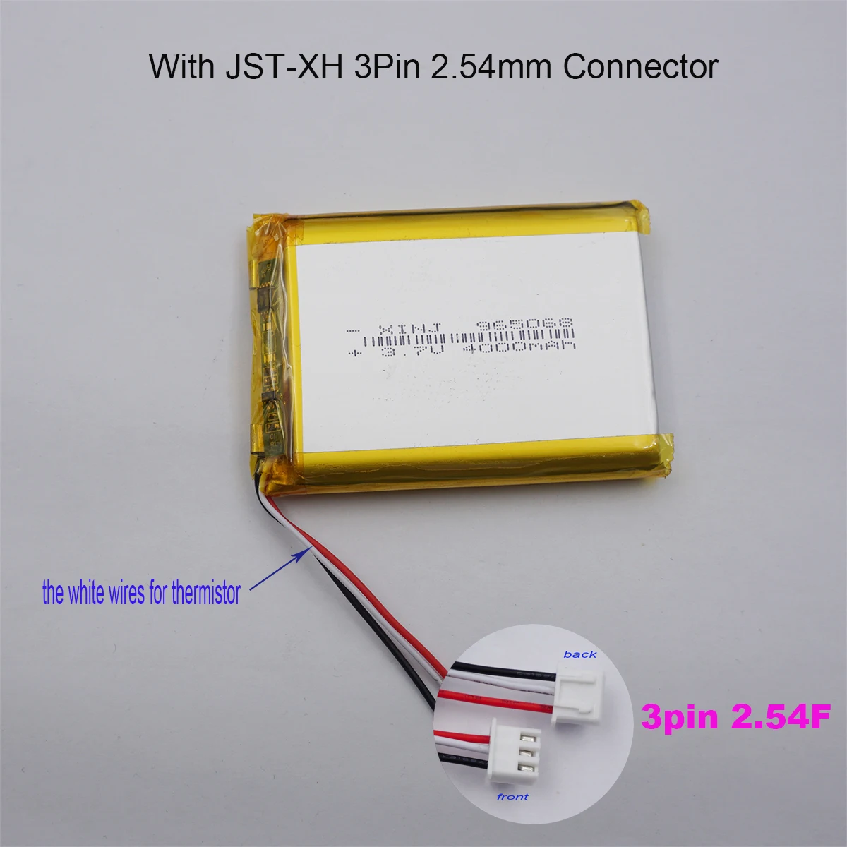 Xinj 3.7V 900 Mah 603443 Wires Thermistor Li Lithium Polymer Lipo Battery For Gps Dashcam Driving Size 3