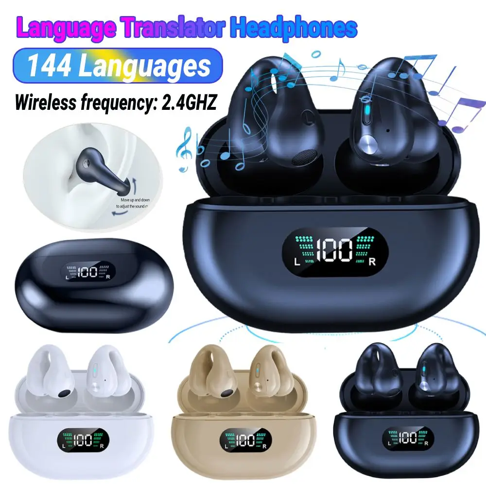 

YYK-Q80 Наушники-переводчики AI Bluetooth 144 языка Переводчик Наушники-вкладыши с костной проводимостью для путешествий и бизнеса