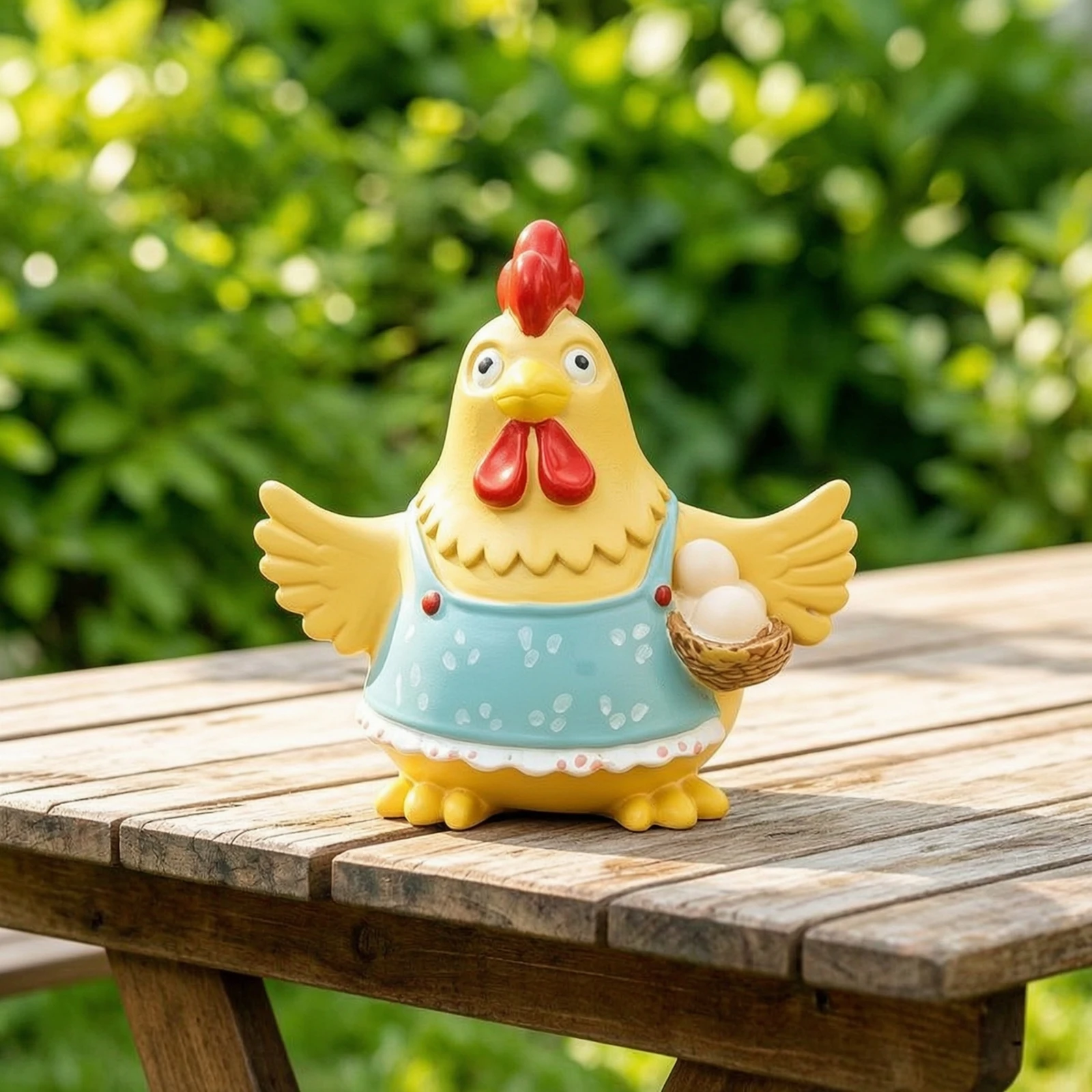 Chicken Figurine Farmhouse Shelf-Sitting Chicken Figurine Whimsical Rustic for Collectors, Bookshelf, Garden